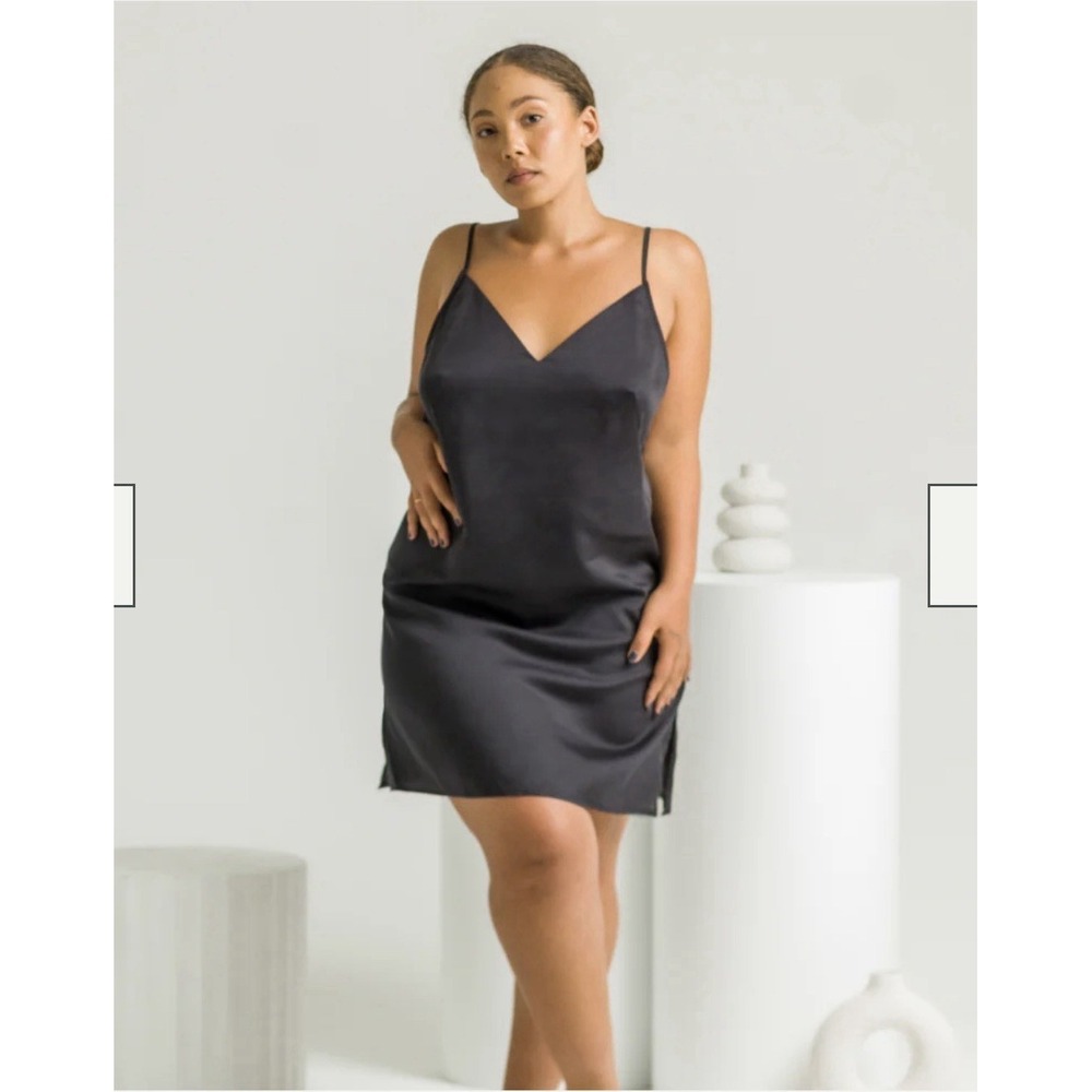 Ettitude Slip Dress Women‎ XL Bamboo Sateen Adjustable Straps Sustainable Black